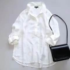 INDIVI リネン100％ スキッパー プルオーバー 洗える ブラウス シャツのサムネイル