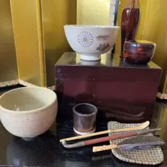 茶道具セット 茶箱 煙管 裏千家 表千家 野外 茶道 付属品多数 茶筅 棗