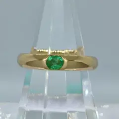 K18 ゴールド リング 指輪 エメラルド 0.0469ct ミル打ち 12号