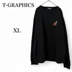 【ティーグラフィックス】 トップス Tシャツ ロング 長袖 ブラック 刺繍 XL