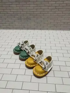 4オビツ11 本革シューズ　バイカラー　白✖️黄色　白✖️ミントグリーン