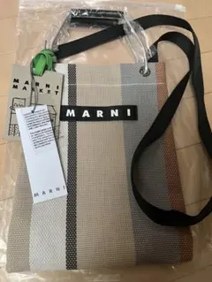 ☆新品未使用☆MARNI MARKET トートバッグ ベージュ系ストライプ