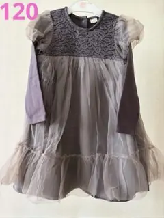 プティマイン　長袖チュールワンピース　120
