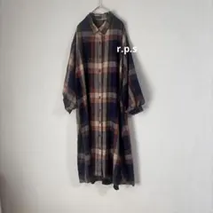 r.p.s ボリューム袖 チェック シャツ ワンピース ゆったり 秋 冬 長袖