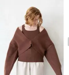 quui / 2way set knit / brown