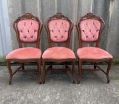 展示品　イタリア製 ハイバックチェア　鋲打ちロココ様式　彫刻　猫脚 ビンテージ/イタリア製/ロココ調/サロンチェア/チェア/猫脚/彫刻/鋲打