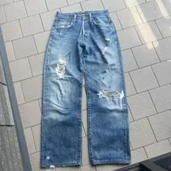 90s 505ワイドデニム Edwin ダメージ ボタンフライ 色落ちのサムネイル