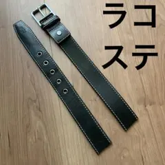 本革 Lacoste 黒 レザー ベルト素材金具のみバックルのみ