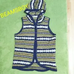 BEAMSBOY  ノルディック柄 フード付きニットベスト