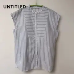 【新品】UNTITLEDストライプ柄 バンドカラー ノースリーブシャツのサムネイル