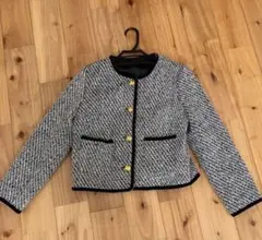 fifth ノーカラージャケット ブラックホワイトツイード