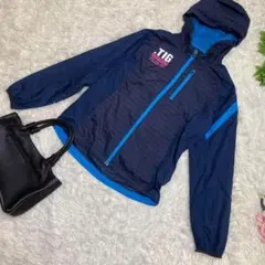 極美品　ティゴラ　TIGORA ウィンドブレーカー　紺　ロゴ　ドローコード　M