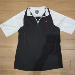 アディダス ゴルフウェア CLIMACOOL 半袖シャツ L/G 黒/白/赤