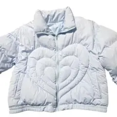 ハート　ダウンジャケット　ライトブルー　韓国　y2k