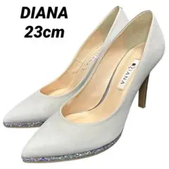 DIANA ダイアナ グリッターパンプス ラメ ポインテッド グレー 23cm