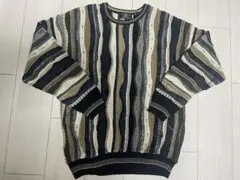 ストライプ模様 長袖ニットセーター