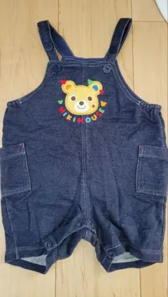 ミキハウス クマ刺繍 ネイビーオーバーオール 80～