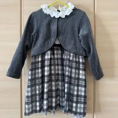 フォーマルドレス 100cm フリル襟 チェック柄