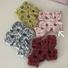 十字架カードケース　ハンドメイド　編み物 ピンク