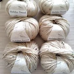 9 ユザワヤ　色番2 ホリデーツイード 6玉セット　ネップ毛糸　メリノウール