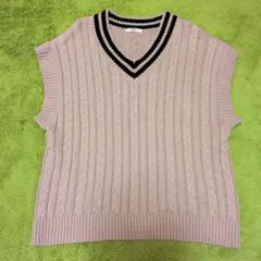 WEGO ベージュ Vネック ニットベスト L