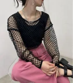 【はる様】ウィゴー 黒 人気 完売 メッシュ BIG ロンT