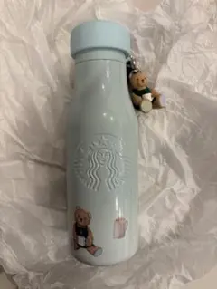 ジェラートピケ　リッドカバーベアチャーム付きステンレスボトル　ミントグリーン