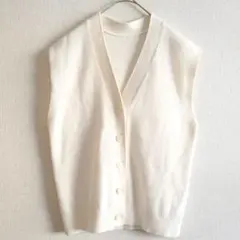 無印良品　MUJI カーディガン　ノースリーブ　ニット　前開き　オフホワイト　S