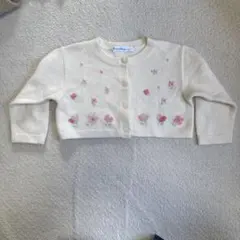 familiar アイボリー 花柄カーディガン かわいい刺繍付き