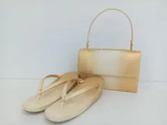 【ゴ＊715】◆和装用バッグ＆ 草履 セット◆ ゴールドと薄黄色のグラデーションのサムネイル
