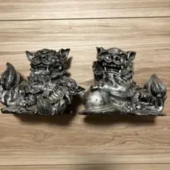 インテリア用　シーサー　シルバー　ペア