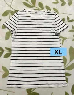 ユニクロ　リブボーダークルーネックT（半袖） XL