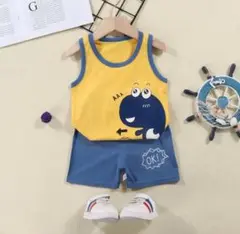 キッズ　上下セット　80 イエロー　男の子　男児　抗ピル　通気性　N54