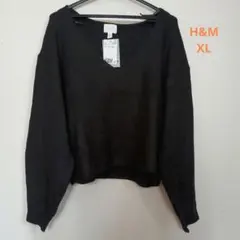 H&M Vネック ニット ブラック XL