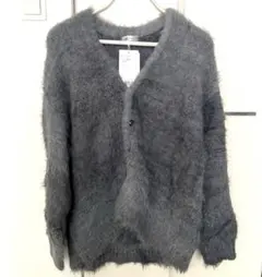 グレー ファー風 Vネックカーディガン