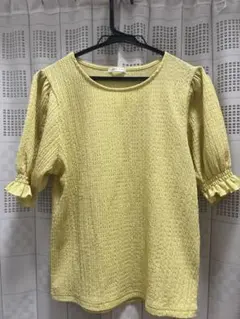 COLZA 半袖 トップス イエロー パフスリーブ　Mのサムネイル