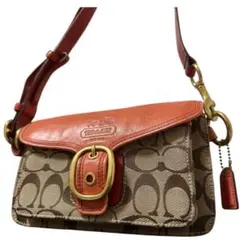 美品✨コーチ　ショルダーバッグ　ソーホー　y2k オレンジ　レザー　キャンバス