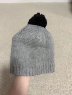 moussy グレー ニット帽 ポンポン付き