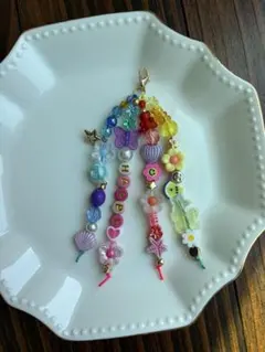4連カラフルビーズストラップ♡