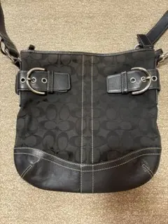 COACH コーチ F03574 シグネチャー ショルダーバッグ ブラック 美品 