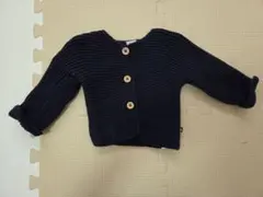 プチバトー ガーター編みニットカーディガン 67 ネイビー