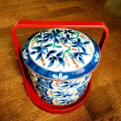 美濃焼 庫山窯 陶器製 三段重 手提げ盆付き おせち お正月 お祝い 新年 お重