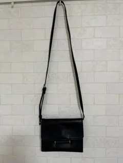 JEANASISブラック ショルダーお財布バッグ フラップ式