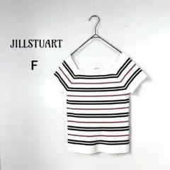 ジルスチュアート スクエアネックマルチボーダー半袖リブニット フリーサイズのサムネイル