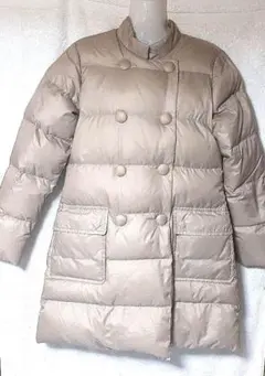 スピックアンドスパン、スタンドカラーダウンハーフコート、サイズ36、ベージュ