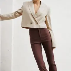 れいんぼう様専用 ザラ ベージュ クロップド ジャケット サイズS リネン