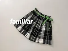 familiarファミリアキッズチェックスカート春夏用リボン付き110cm白黒