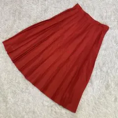 極美品　アンタイトル　ひざ丈プリーツスカート　オレンジ　日本製　2 Mサイズのサムネイル