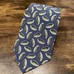 LANVIN ネクタイ イタリア製 シルク100% 総柄 ネイビー