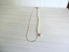 ハーフパール スネークチェーン ネックレス ゴールドカラー52cm